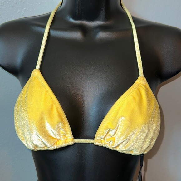 Yellow velvet string top. - Picture 2 of 7